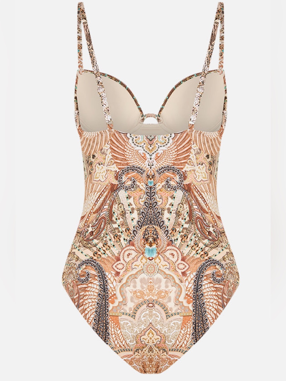 NWT Camilla Ththrone Wire Moulder Bra Beige Paisley One Piece Swimsuit Small - Picture 7 of 15